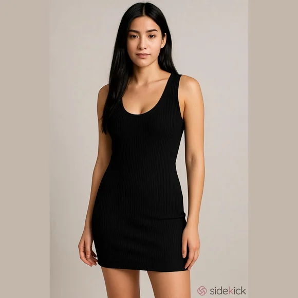 EUC Women's Lily Rose Black Ribbed Mini Dress M - Picture 1 of 5